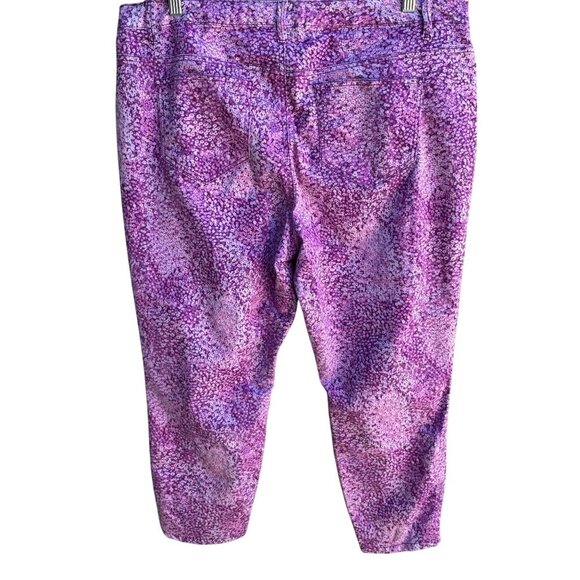 Nine West Jeans Womens Cigarette Fit Skinny Leg Pink Floral Capri Jean Pant 18W - Picture 4 of 11